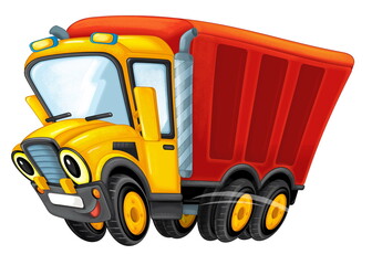 Naklejka premium funny cartoon city tow or cargo heavy duty truck vehicle transportation isolated illustration for kids