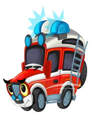 cartoon scene with off road heavy truck fireman car isolated on white illustration for children © honeyflavour
