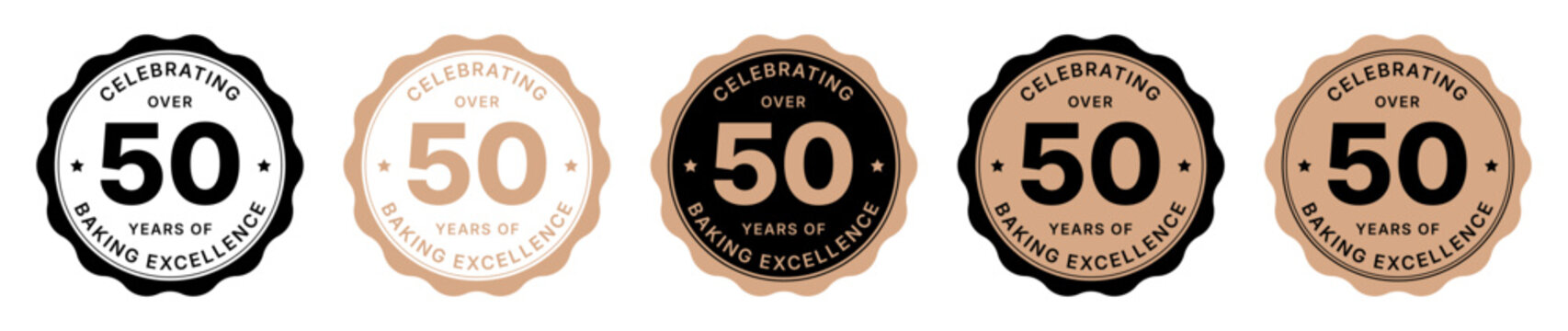 Celebrating Over 50 Years Badge Collection with Vintage Anniversary Labels for Business and Product Branding