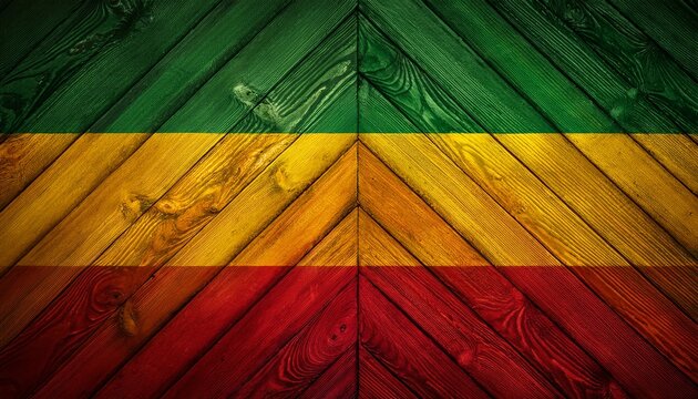 Wooden Surface Texture Background In Rasta Colors