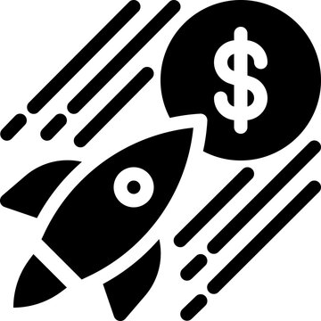 rocket startup money icon vector object illustration