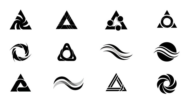 Collection of abstract black with set 12 unique black white logos icons abstract designs designs with designs with designs