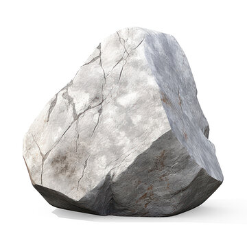 A large, gray rock sits on a png transparent. The rock has a rough, textured surface with visible cracks and fissures.