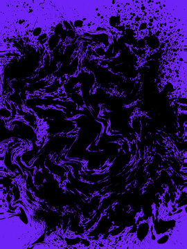 Abstract splash paint stroke liquid Black And Purple Swirl
