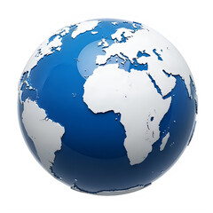 Fototapeta premium A shiny blue globe icon showing continents of the world isolated on transparent background