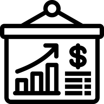 financial growth presentation board chart icon vector object illustration