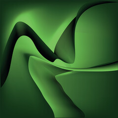 Abstract neon green fluid gradient background with elegant 3D blended line waves © SarifinJahan