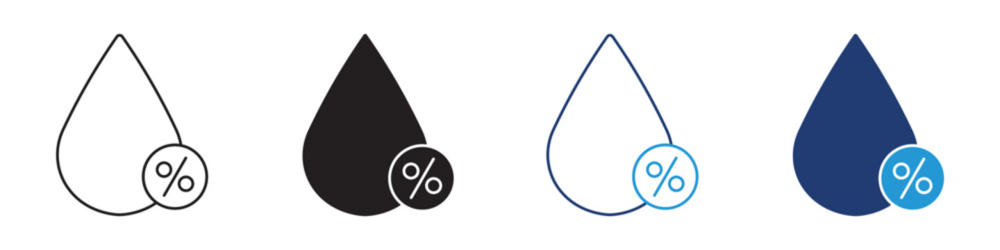 Humidity Icon Set in Outline and Solid Vector Collection for Weather, Climate and Moisture Measurement