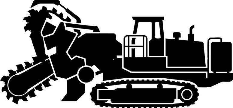 Heavy Industrial Trencher Excavator Silhouette for Construction