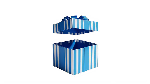 Modern 3d gift box with abstract cloud pattern opening animation isolated on transparent background