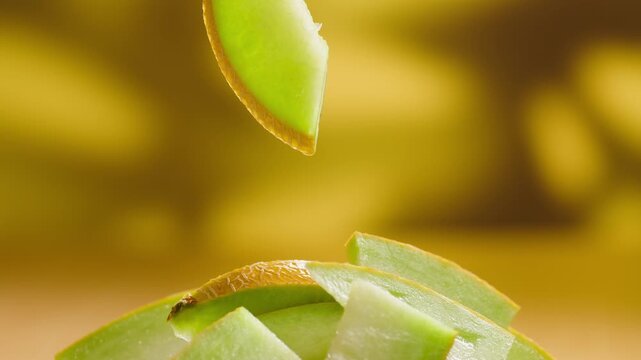 Melon close up, man cutting Watercolor of a whole melon and slice, summer juicy fruit