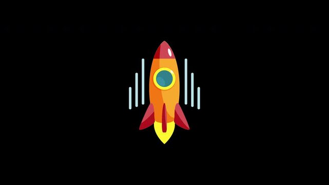 Rocket Launch Loop Animation with Transparent Background, Alpha Channel