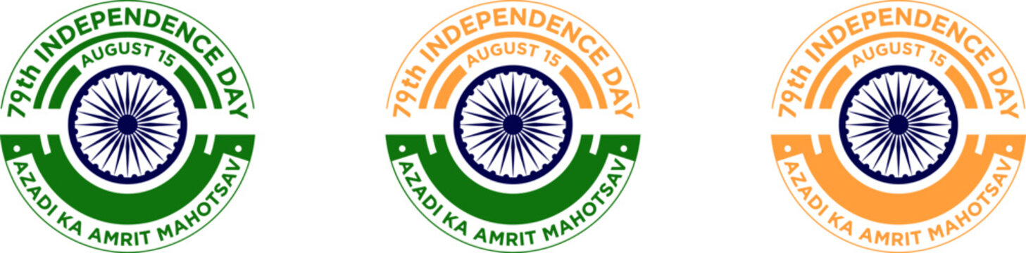 Indian 79th independence day celebration logos with ashoka chakra