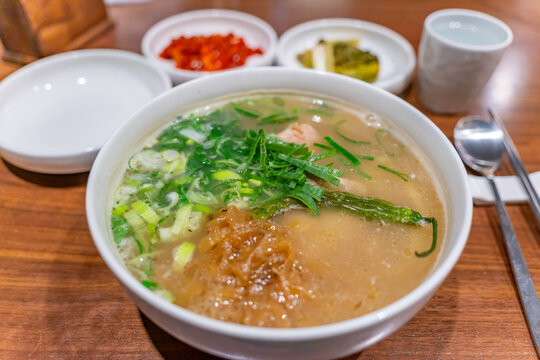 Experience traditional noodle soup served in Bukchon Hanok village in Yongsan District, Seoul, South Korea