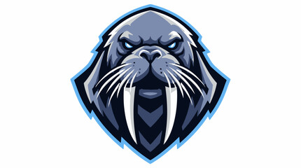 Fierce Walrus Mascot Head Logo Design. © greenscreen