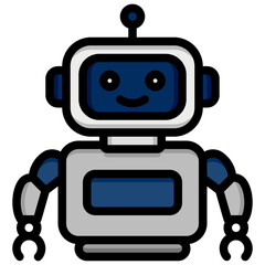 Naklejka premium Robot Icon, Filled Line style icon vector illustration, Suitable for website, mobile app, print, presentation, infographic and any other project.