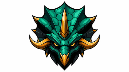Green Triceratops Dinosaur Head Illustration. © greenscreen