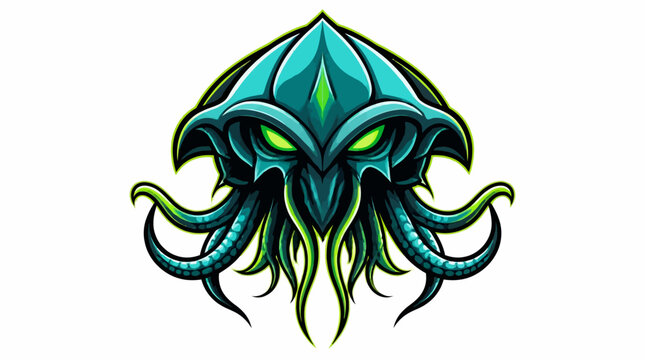 Mysterious Alien Creature with Tentacles and Glowing Eyes.