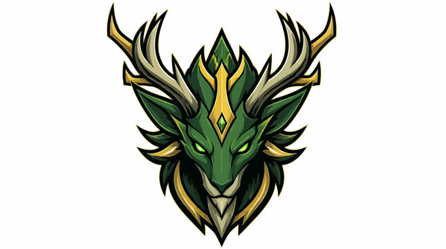 Mystical Forest Spirit Creature with Antlers and Green Fur.