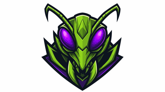 Stylized Green Ant Head Mascot Logo Design.