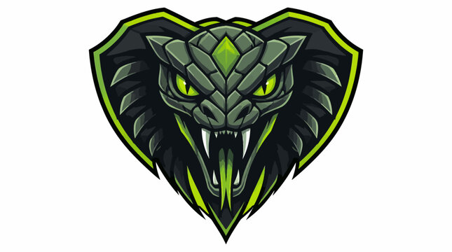 Aggressive Cobra Head Emblem with Sharp Fangs and Glowing Eyes.
