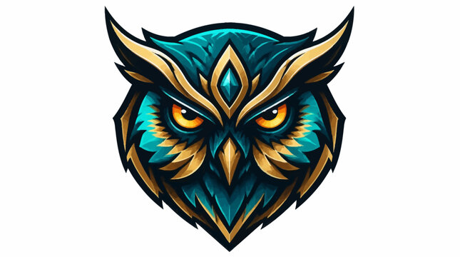 Stylized Owl Head Emblem with Golden Accents.
