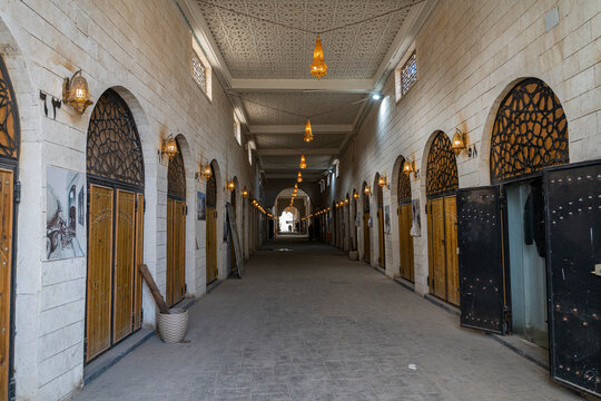 Exploring the quiet alleys of the old bazar in Benghazi during midday hours in Eastern Libya