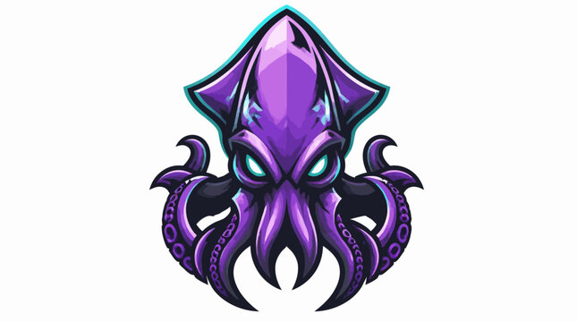 Stylized Purple Squid Creature with Glowing Eyes.