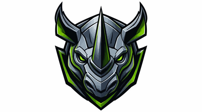 Stylized Rhino Head Emblem with Green Accents.