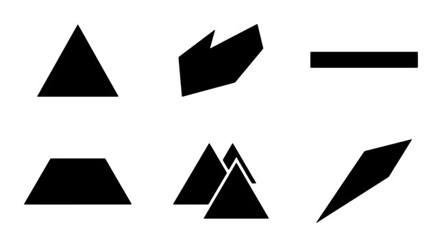 Geometric Shapes Collection: Abstract Forms, Basic Triangles, Trapezoids, Vector Icons for Design Elements
