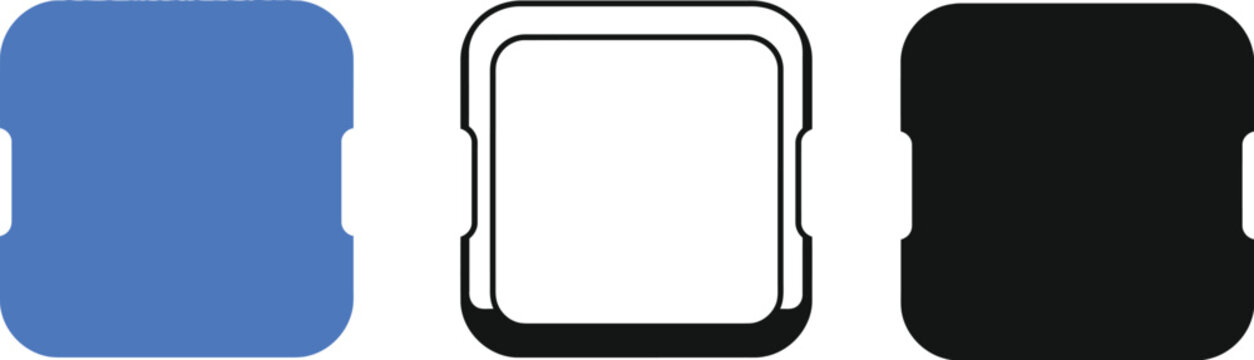Button icon set showcasing rounded square UI interface components
