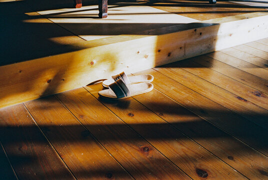 A pair of house slippers in Japanese house 
