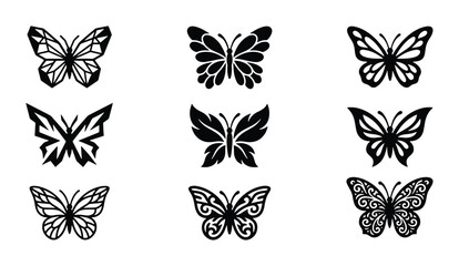 Elegant Butterfly Silhouettes Vector Set, Delicate Insect Icons for Nature Designs, Black and White Winged Art © PERFECT QUALITY