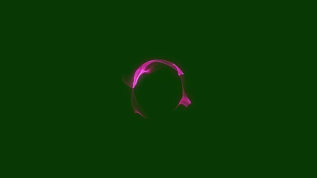 Vibrant music waveform circle animation with glowing reactive equalizer magenta audio spectrum, visualization, futuristic digital sound analyzer, seamless on dark green background. 4k
