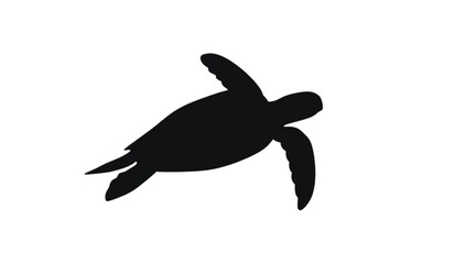 Fototapeta premium Seaturtle silhouette swims gracefully through the deep blue ocean while offering ample copy space area.
