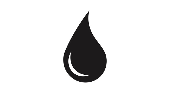 Black teardrop shape on white background with shape centered plain large black isolated graphic element minimal symbol liquid design with simple