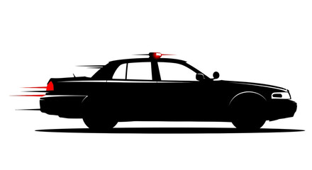 Police car speeding with red lights with black silhouette police lights roof emergency transport vehicle graphic motion siren blur icon © Asim
