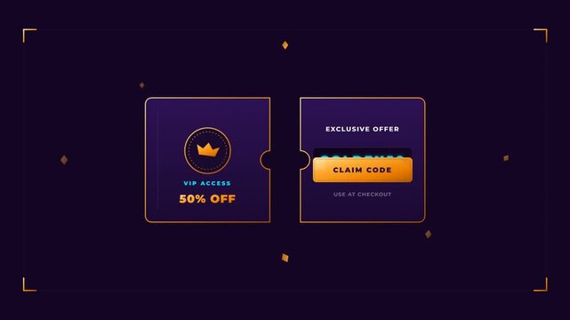 Dynamic discount card promo animation sequence.
