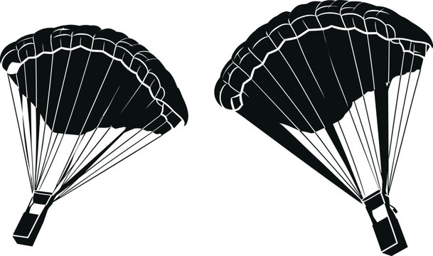 Parachute icon silhouette extreme sport airborne design element
