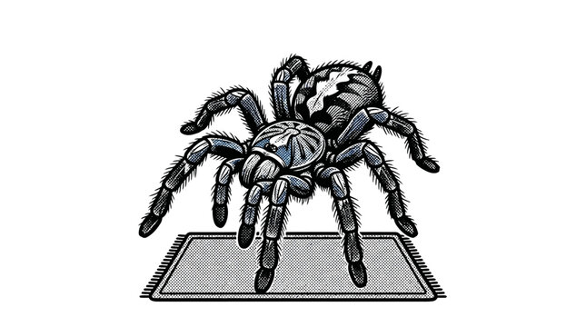 Large Black Tarantula Spider Closeup View.