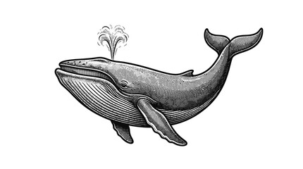 Large Whale Swimming in Ocean Water. © karim