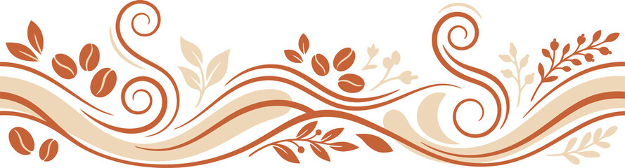Fototapeta premium Elegant Orange and Brown Autumn Leaves Wave Border Design