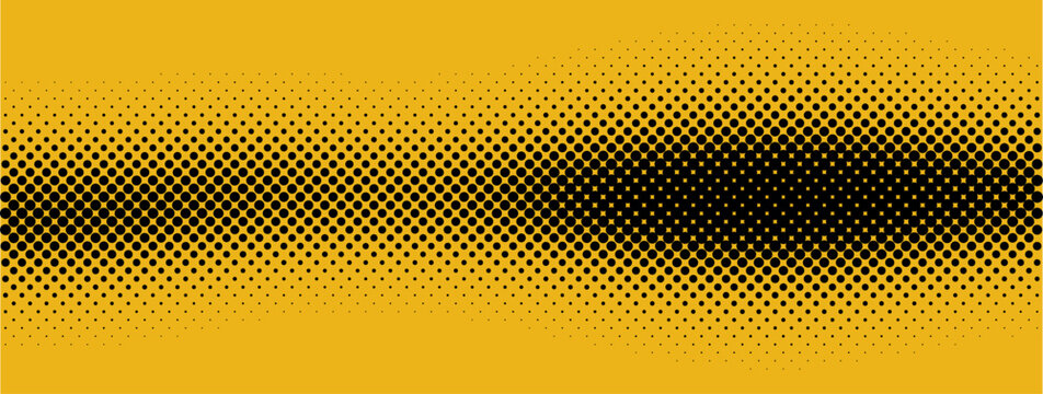 Vibrant yellow background with black halftone dots gradient pattern design element
