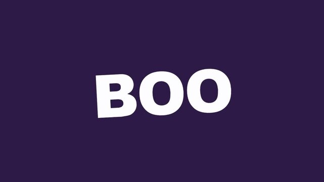 Halloween Boo Animation On Purple Background For Video.