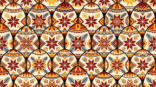 Ornate traditional easter egg seamless pattern with folk motifs