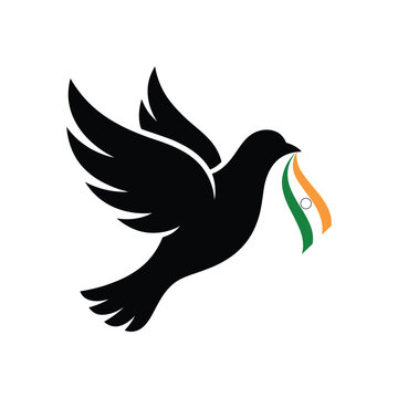 Peace dove with Indian flag vector emblem design