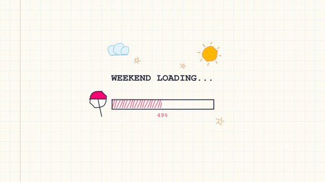 Weekend Loading Bar with Weather Icons and Countdown.