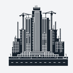 Obraz premium Modern City Skyline Under Construction with Cranes