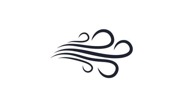 Stylized black wind gust swirl icon design.