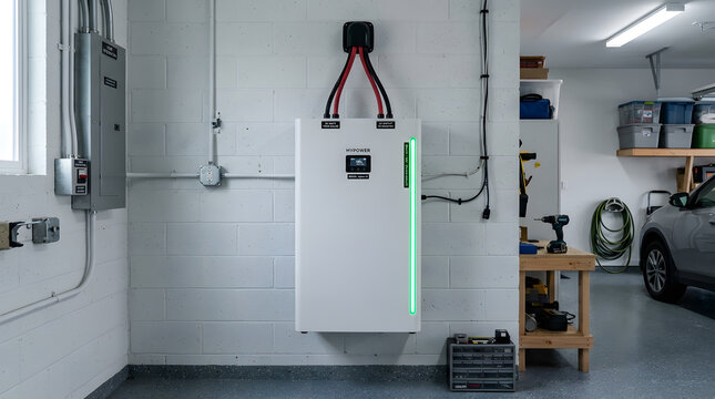 modern home battery storage installation | residential energy backup system garage | smart solar power management wall unit | sustainable home electricity storage solution